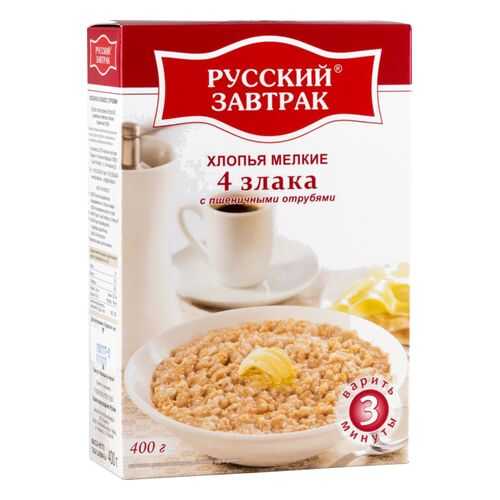 Хлопья 4 злака Русский завтрак с пшеничными отрубями мелкие 400 г в ЭССЕН