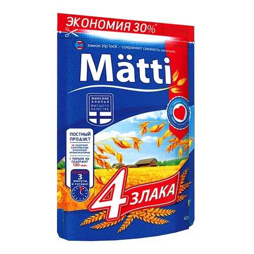Каша Matti 4 злака быстрого приготовления 400 г в ЭССЕН