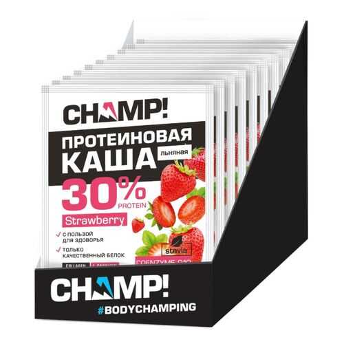 Каша протеиновая Champ льняная клубничная с коэнзимом Q10 шоубокс 10 шт по 40 г в ЭССЕН