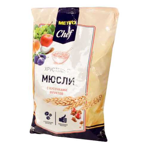 Мюсли Chef хрустящие с кусочками фруктов 1 кг в ЭССЕН