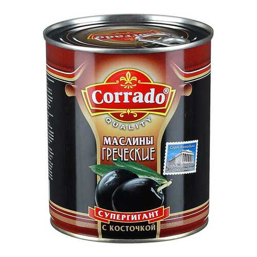 Маслины Corrado греческие супергигант с косточкой 850 мл в ЭССЕН