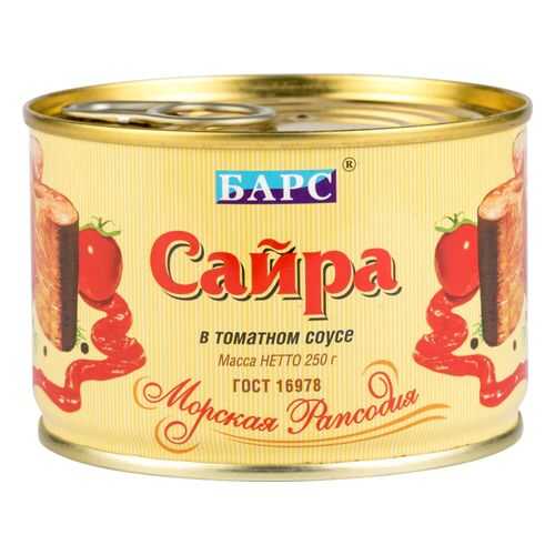 Сайра тихоокеанская Барс в томатном соусе 250 г в ЭССЕН
