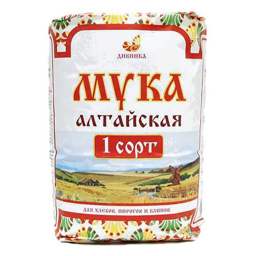 Мука Дивинка пшеничная хлебопекарная Алтайская 1 сорт 2 кг в ЭССЕН