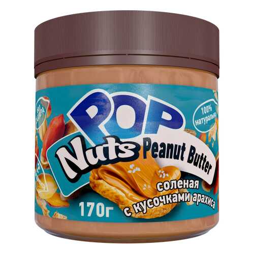 Арахисовая паста POP Nuts Peanut Butter соленая с кусочками арахиса, 170г в ЭССЕН
