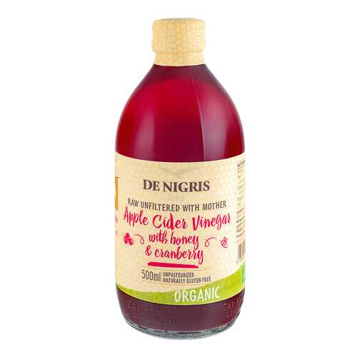 Уксус De Nigris Organic яблочный с медом и клюквой нефильтрованный 500 мл в ЭССЕН