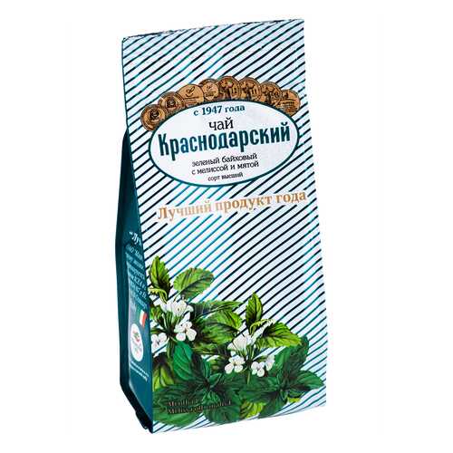 Чай Краснодарский С мелиссой и мятой, зеленый листовой с добавками, 100 гр в ЭССЕН