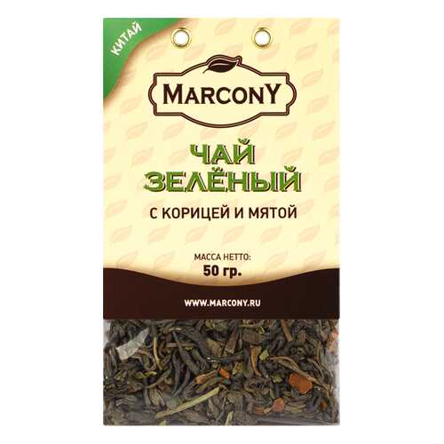 Чай Marcony зеленый с корицей и мятой 50 г в ЭССЕН