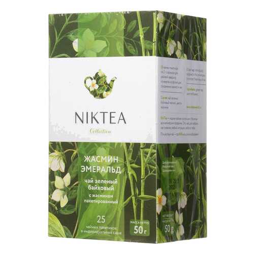 Чай зеленый NikTea жасмин эмеральд байховый мелкий ароматизированный 25 пакетиков в ЭССЕН