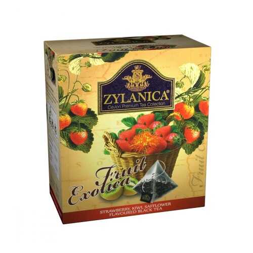 Чай Zylanica Fruit Exotica черный с клубникой киви лепестками сафлора 20 пирамидок в ЭССЕН