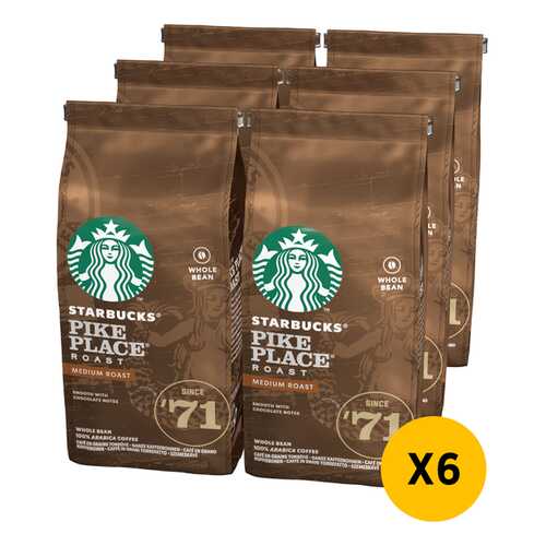 STARBUCKS Medium Pike Place Roast кофе в зернах 6 штук по 200г в ЭССЕН