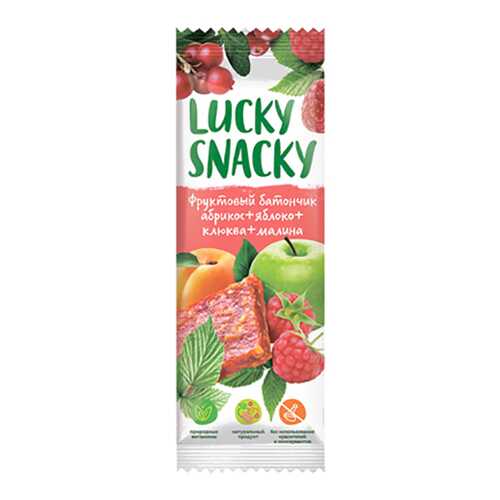Батончик Lucky Snacky фруктовый с абрикосом яблоком клюквой и малиной в ЭССЕН