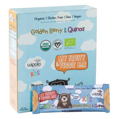 Фруктово-овощные батончики Wipala Snacks физалис-киноа 12 шт по 25 г в ЭССЕН