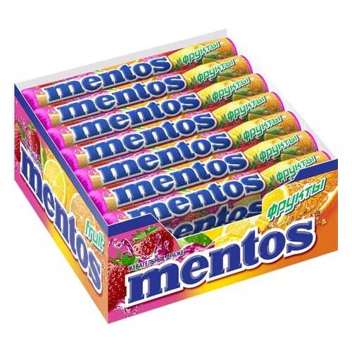 Драже Mentos фрукты жевательное 21*37 г в ЭССЕН