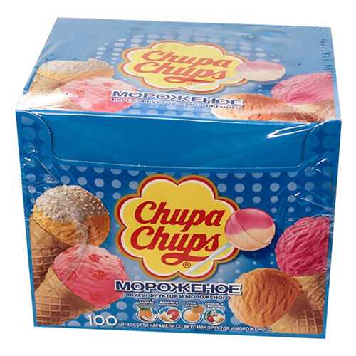 Карамель Chupa Chups мороженное ассорти 12 г 100 штук в ЭССЕН