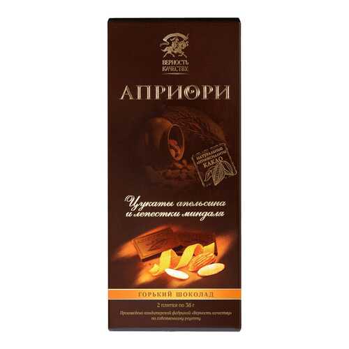 Шоколад Априори горький с цукатами апельсина и лепест-ками миндаля 100 г в ЭССЕН