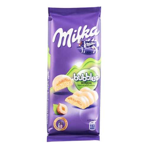 Шоколад белый пористый Milka bubbles с фундуком 83 г в ЭССЕН