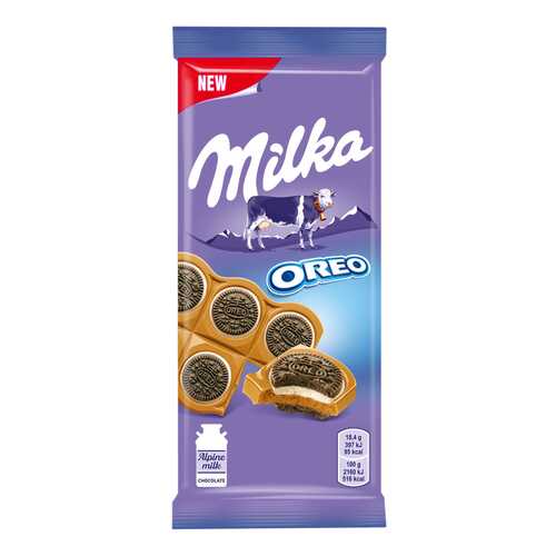 Шоколад молочный Milka печенье орео со вкусом ванили 92 г в ЭССЕН