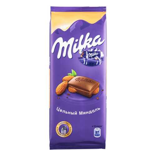 Шоколад молочный Milka с цельным миндалем 90 г в ЭССЕН