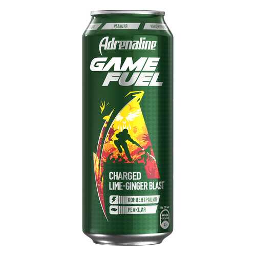 Энергетический напиток Adrenaline game fuel со вкусом имбиря и лайма ж/б 0.449 л в ЭССЕН